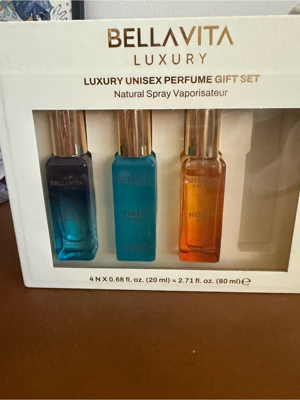 Bella Vita Luxury Blue & Orange Unisex Perfume Gift Set missing white